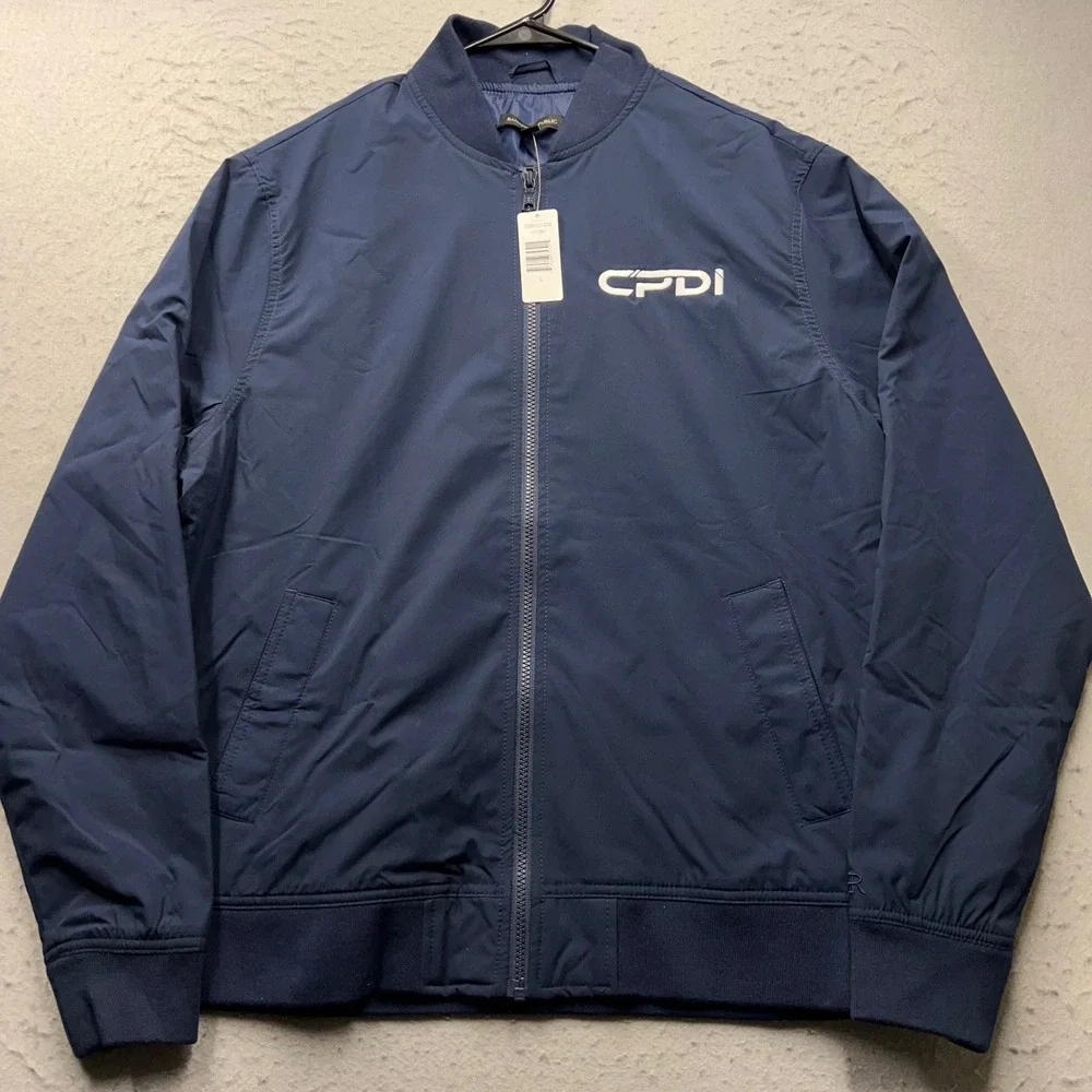 Banana Republic Mens Bomber Jacket Navy Blue CPDI Logo Full Zip Size L NEW